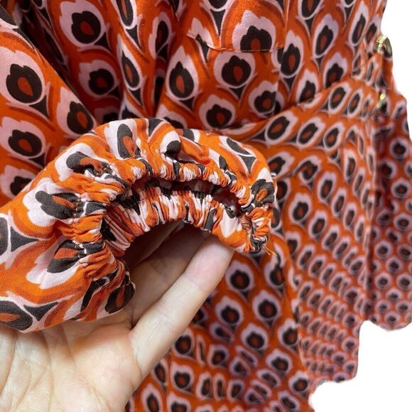 NWT ZARA Dress Brigitte Mini Belted Orange Printed Pockets Sz. XXL - Picture 6 of 14